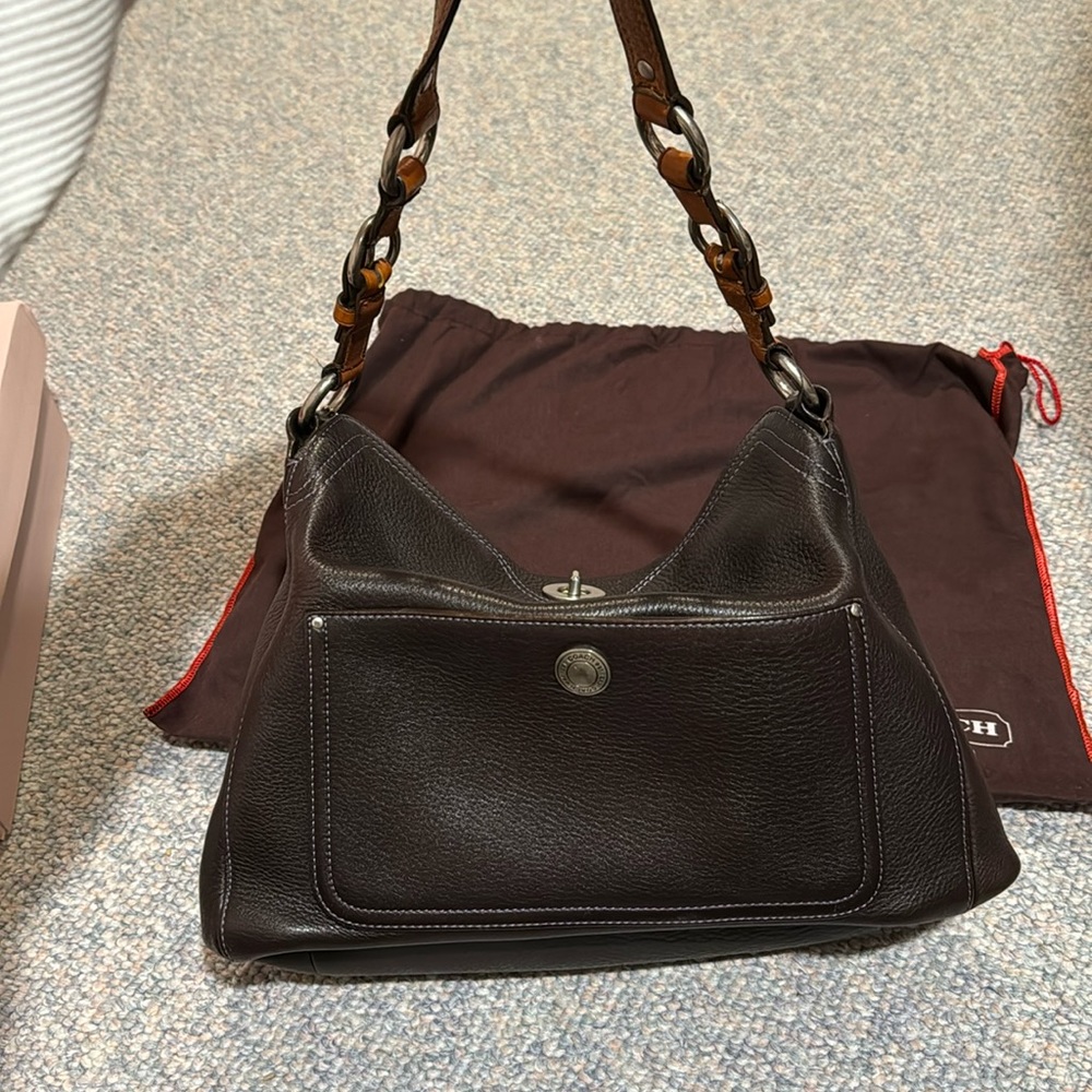 Chocolate Brown Leather Coach Bag